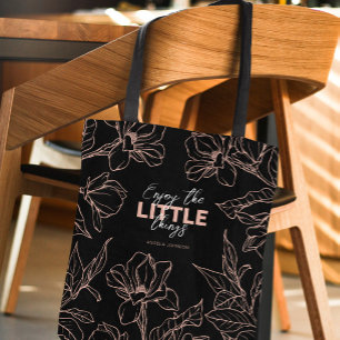 Bolsa negra de Lady Boss de lujo con flores rosas