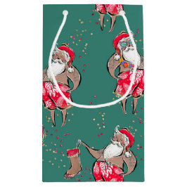 Bolsa negra de regalo de Santa Claus tropical