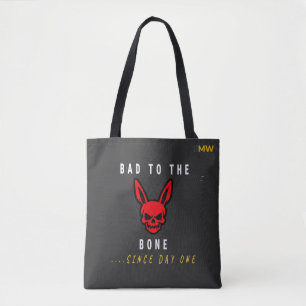 Bolsa negra de tote con cráneo de perro Edgy Y2K B