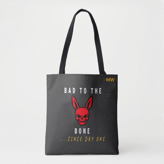 Bolsa negra de tote con cráneo de perro Edgy Y2K B (Anverso)