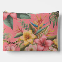 Bolsa para accesorios adornada con flores tropical