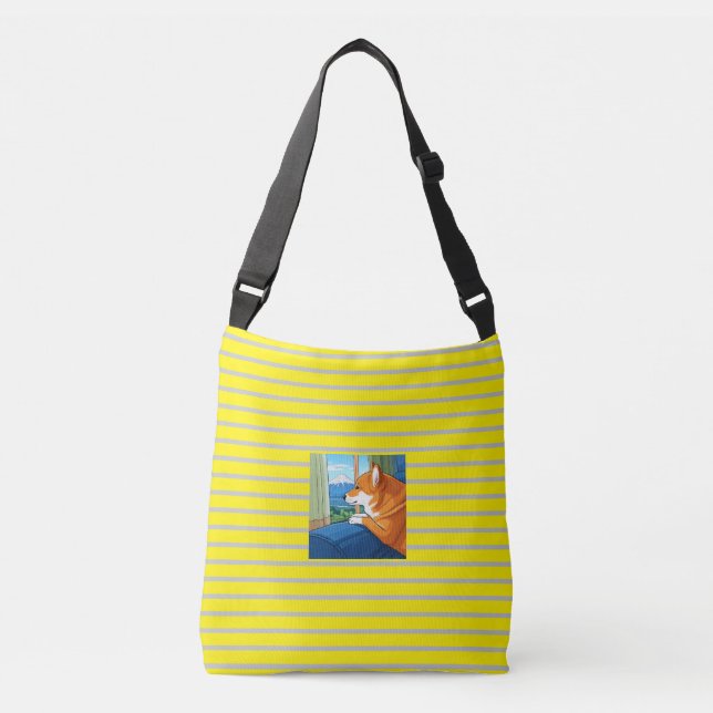 bolsa para el cuerpo cruzado shiba inu y mt fuji (Anverso)