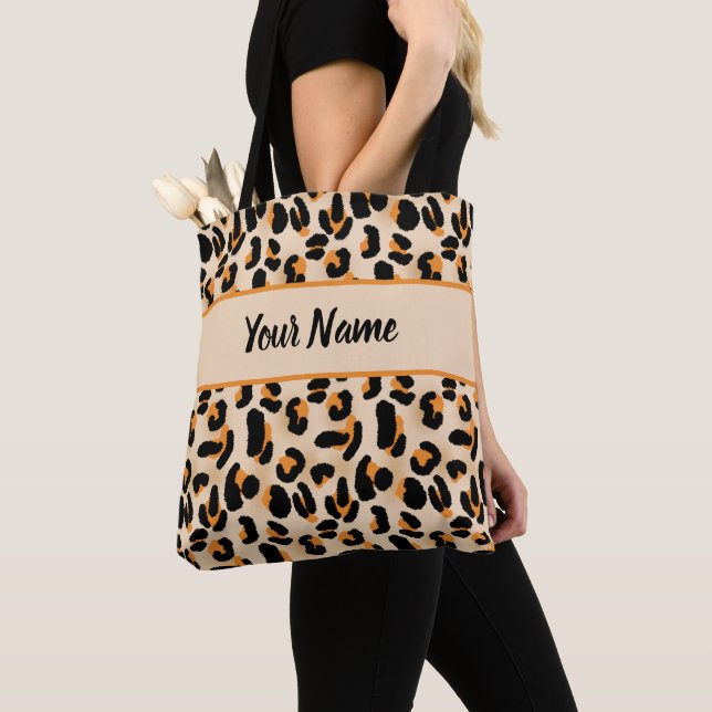 Bolsa para la impresión de tote de Naranja y leopa (Detalle)