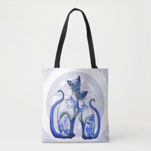 Bolsa para la mesa azul de los gatos siameses salv