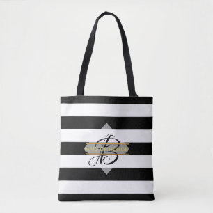 Bolsa para la tota de la banda blanca negra glamur