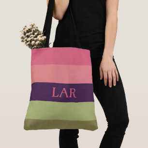 Bolsa para pañales con monograma de rayas Pretty P
