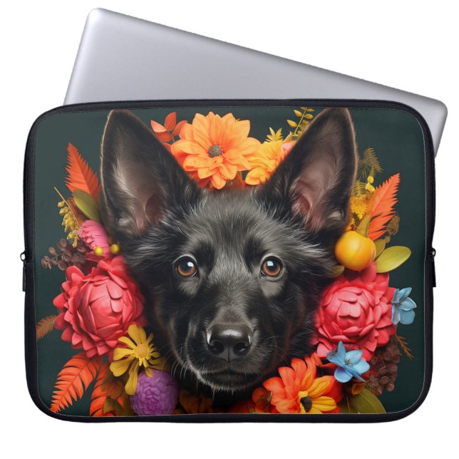Bolsa para portátil de perro pastor alemán negro (Frente)