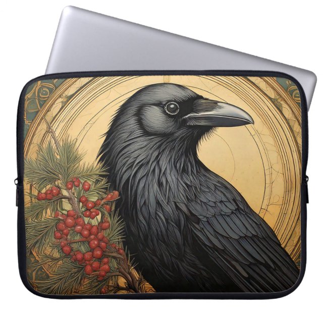 Bolsa para portátiles Art Nouveau Crow (Frente)