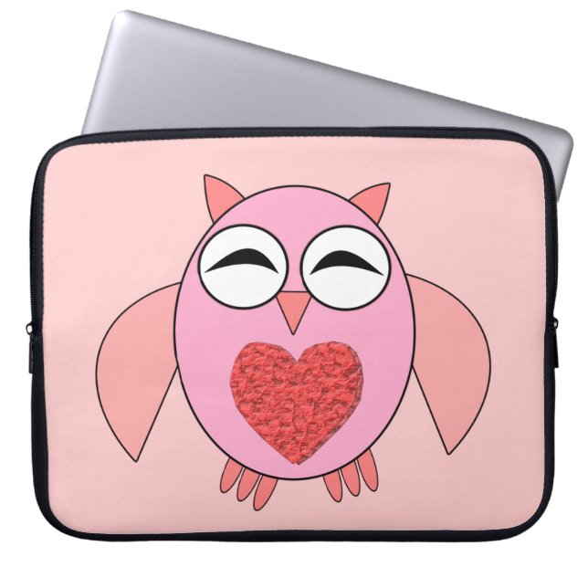 Bolsa para portátiles de Lechuza de Amo Rosa (Frente)