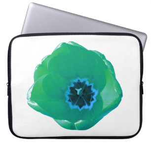 Bolsa para portátiles de tulipanes verdes y azules
