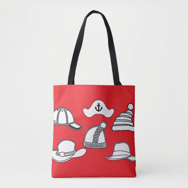 Bolsa para sombrero tote roja divertida (Anverso)