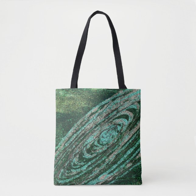 Bolsa para tote de galaxia verde de flores de Lotu (Anverso)