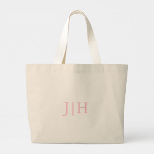 Bolsa para tote de monograma rosado preppy persona