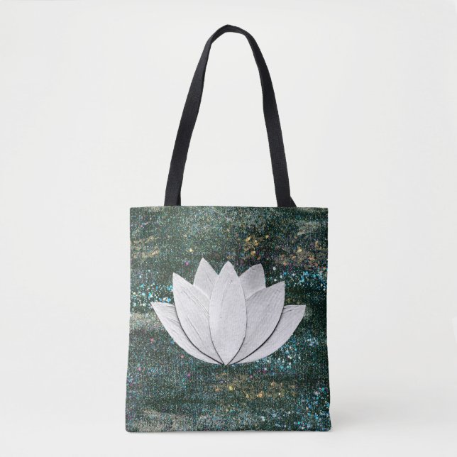 Bolsa para tote galaxy con flores de Lotus (Anverso)