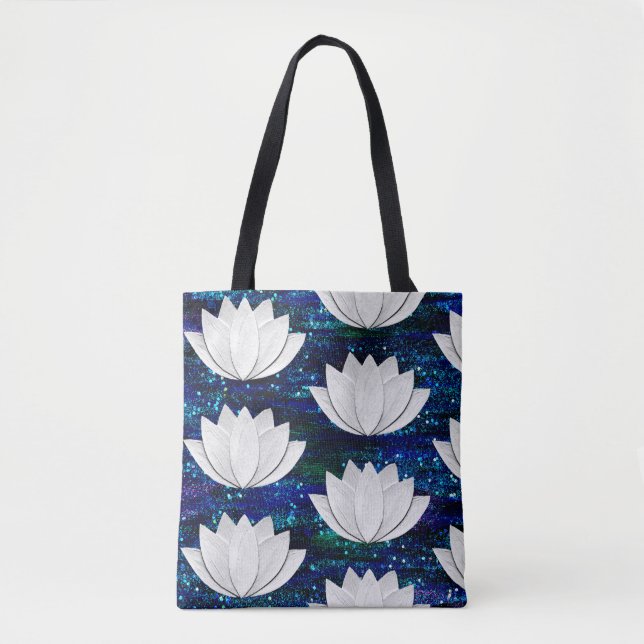 Bolsa para tote galaxy con flores de Lotus (Anverso)