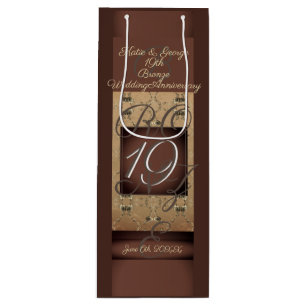 Bolsa Para Vino 19° aniversario Boda Bronce oscuro