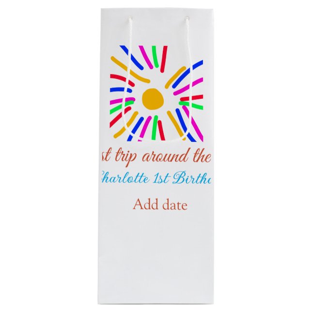 Bolsa Para Vino 1.ª excursión de cumpleaños añada el nombre colori (Anverso)