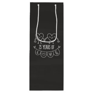 Bolsa Para Vino 25° Aniversario Regalo Corazones de Chalk