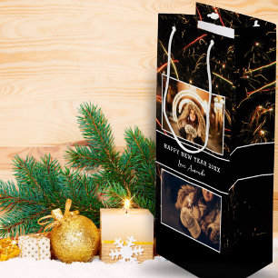 Bolsa Para Vino 2 Collage de fotos de fuegos artificiales Feliz Añ