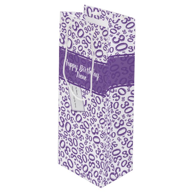 Bolsa Para Vino 30th Birthday Random Number Pattern Purple/White (Angulo Anverso)