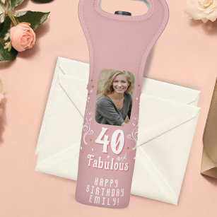 Bolsa Para Vino 40 y fabuloso follaje rosa foto 40 cumpleaños