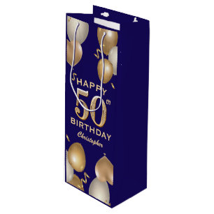 Bolsa Para Vino 50.º Balón azul y oro de la Marina de los Nacimien