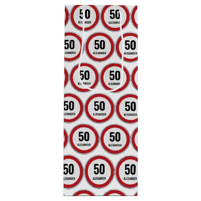 Bolsa Para Vino 50th Birthday CUSTOM AGE Speed Limit Sign (Anverso)