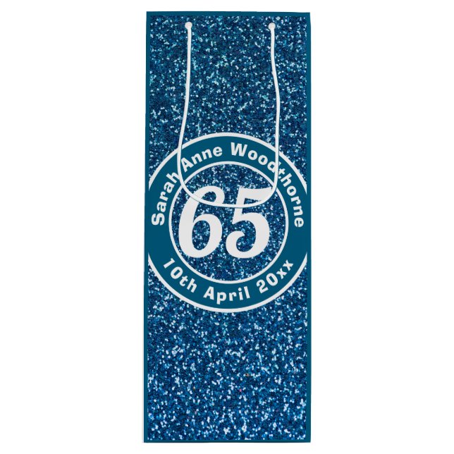 Bolsa Para Vino 65º cumpleaños con nombre, edad y vino de citas (Anverso)