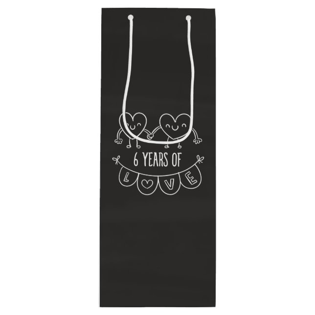 Bolsa Para Vino 6.º Aniversario Gift Chalk Hearts (Anverso)