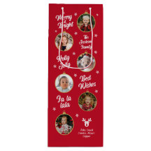 6 Fotos Familia de Ornamentos de Navidad Rojo y Bl