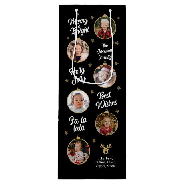 Bolsa Para Vino 6 fotos Navidades burbujas negro (Anverso)