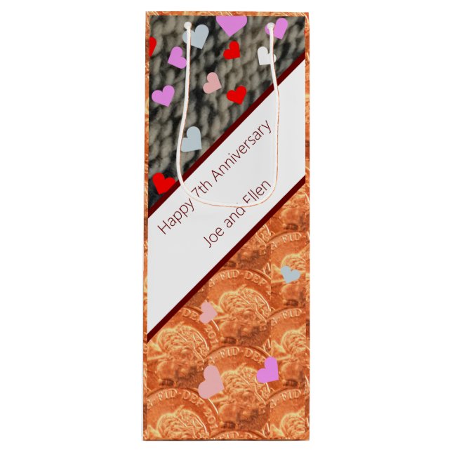 Bolsa Para Vino 7.º aniversario, lana y cobre (Anverso)