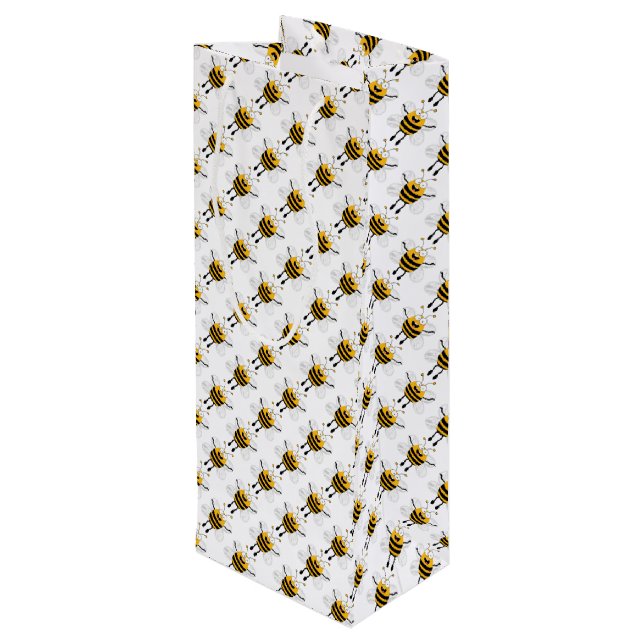 Bolsa Para Vino abeja graciosa personalizado (Angulo reverso)