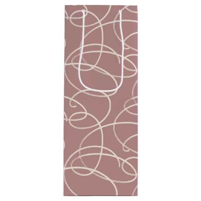Bolsa Para Vino Abstract Swirling Vine | Modern Line Art Pink (Anverso)