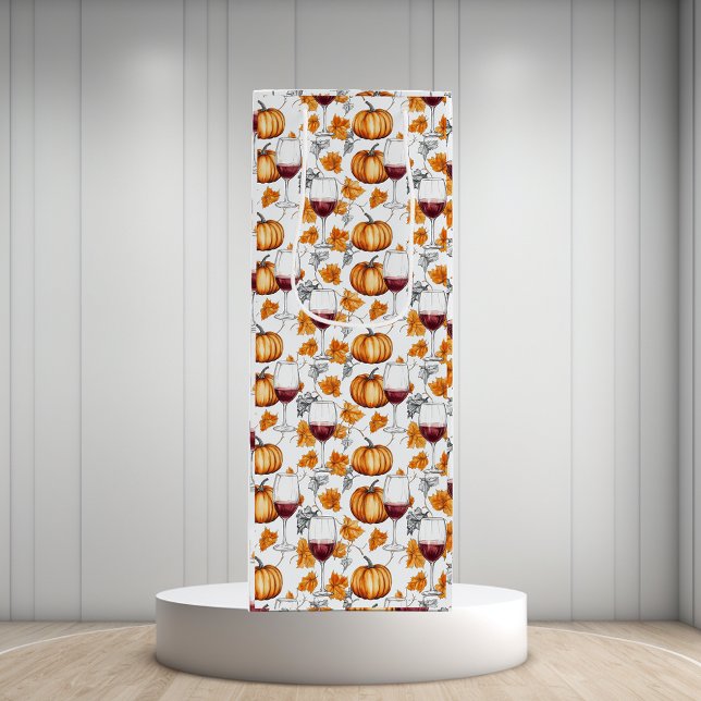 Bolsa Para Vino Acuarela de vino y calabazas otoño (Subido por el creador)