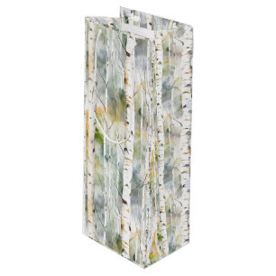 Bolsa Para Vino acuarela verde de la corteza de Birch