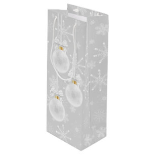 Bolsa Para Vino Adorno blanco de copos de nieve Navidad Fiesta