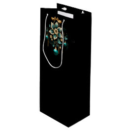 BOLSA PARA VINO ADORNOS DE NAVIDAD AZUL VERDOSO Y DORADOS BONITOS