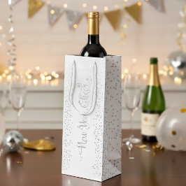 Bolsa Para Vino Alegría de Año Nuevo, Purpurina de Plata y copos d