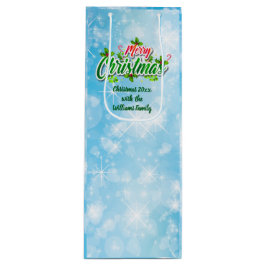 Bolsa Para Vino Añadir nombre coincidente Feliz Navidad Azul regal