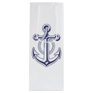 Bolsa Para Vino Ancla Marinero Azul Marino Boda Náutica