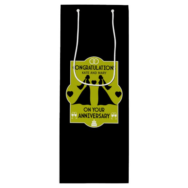 Bolsa Para Vino Aniversario del Boda de Chicas gay (Anverso)