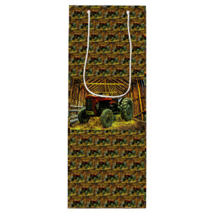 Bolsa Para Vino Antiguo Tractor Rojo Rústico Barn