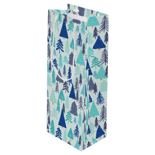 Bolsa Para Vino Árboles de Navidad azules en un bosque eververde (Angulo Anverso)