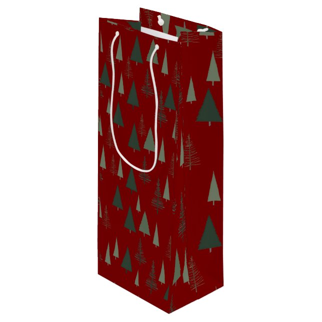 Bolsa Para Vino Árboles verdes de Navidad (Angulo Anverso)