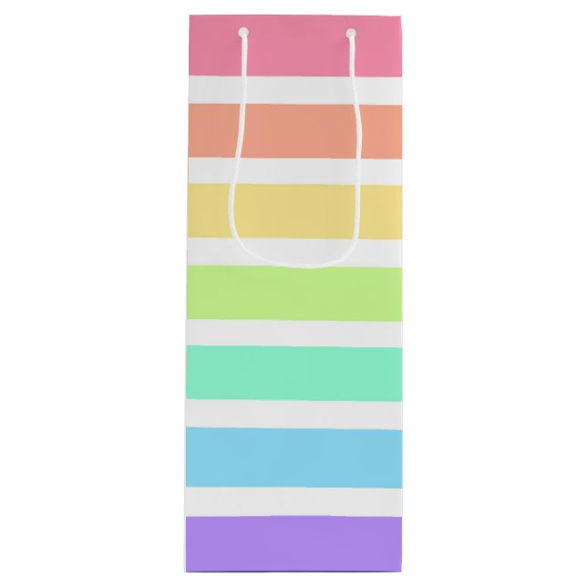 Bolsa Para Vino Arcoiris de bblegum y rayas blancas (Anverso)