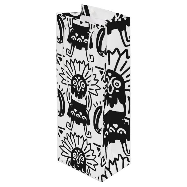 Bolsa Para Vino Arte azteca - Patrón Lizard (Angulo reverso)