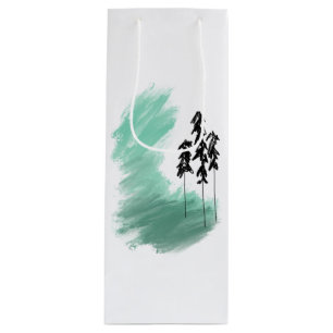 Bolsa Para Vino arte de árbol verde escandinavo simple moderno men