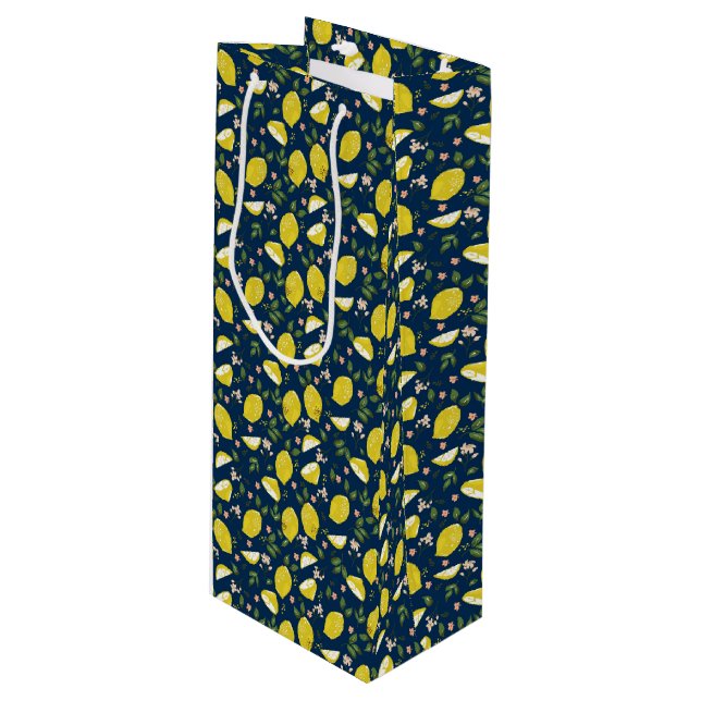 Bolsa Para Vino Azul amarillo de limón de verano brillante (Angulo Anverso)