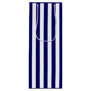 Bolsa Para Vino Azul Marino Oscuro y Raya Blanca
